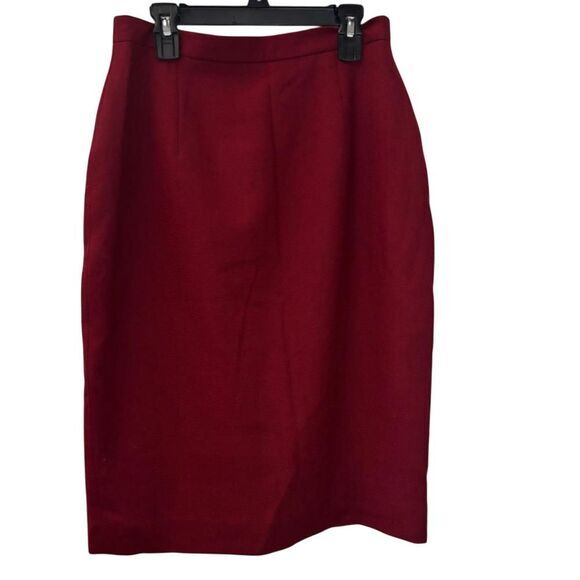 Wool knee length skirt Red for Valentines size 6 brand unknown EUC 27” waist‎ - Picture 1 of 4